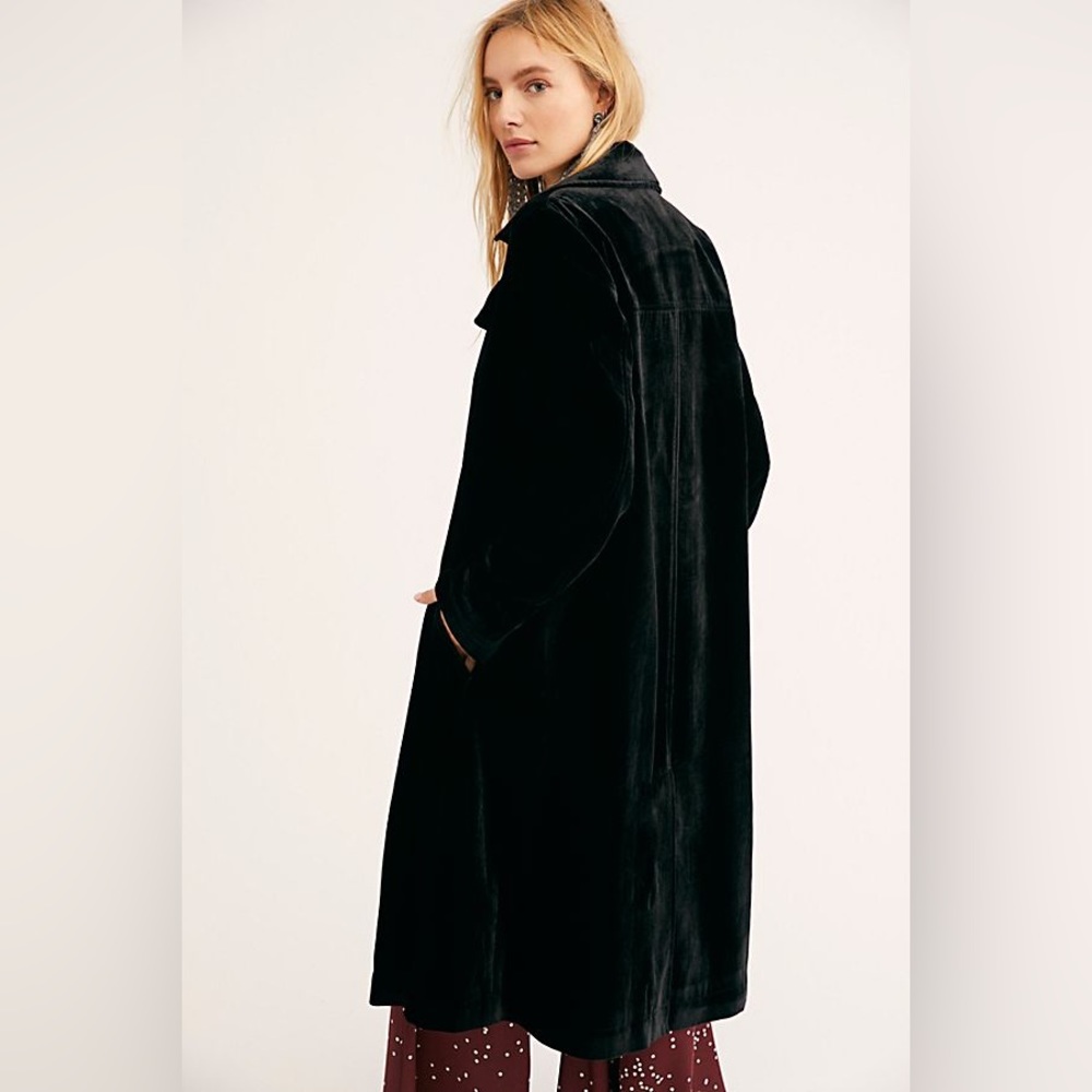 Free people velvet bryant trench coat small s black